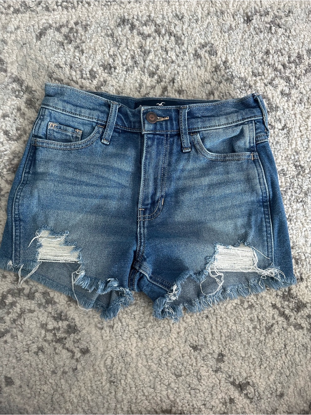 Hollister Distressed Frayed Denim Shorts